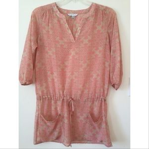 Cabi Poolside Tunic Top, Sheer Pink & Beige, XS